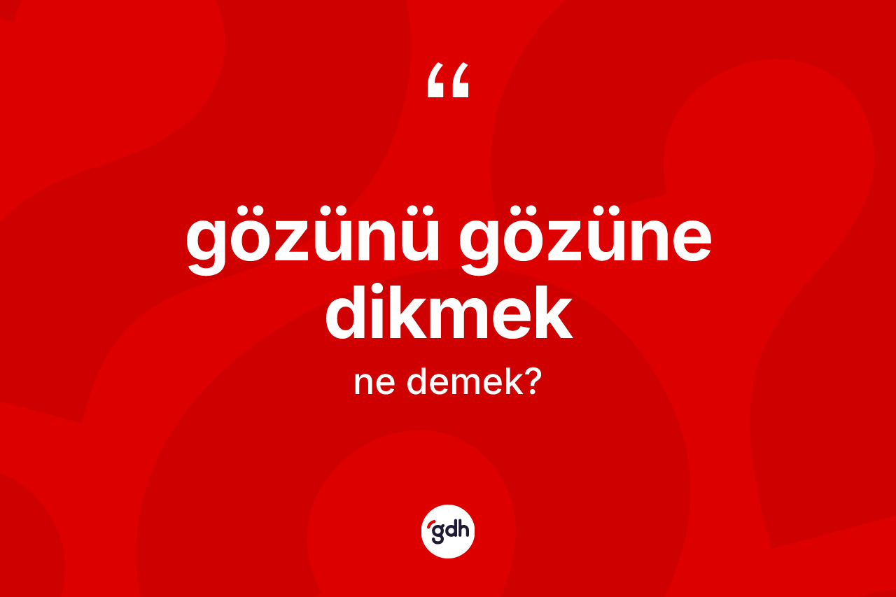 Gözünü gözüne dikmek ifadesinin kısaca tanımı nedir? Gözünü gözüne dikmek ifadesinin TDK anlamı nedir?