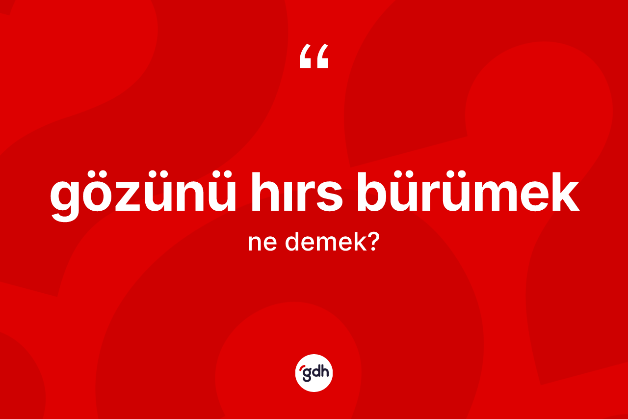 Gözünü hırs bürümek ne demektir?