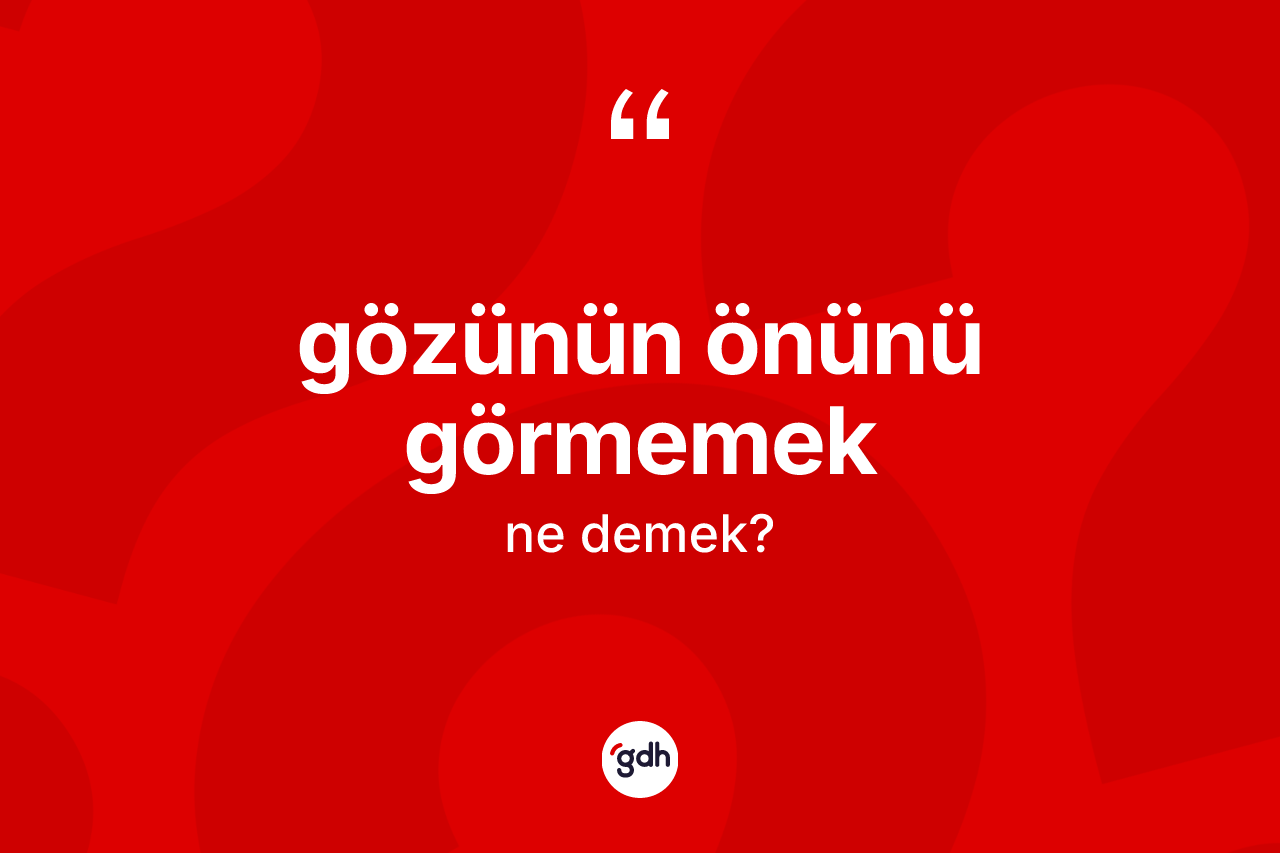 Gözünün önünü görmemek ne demek?