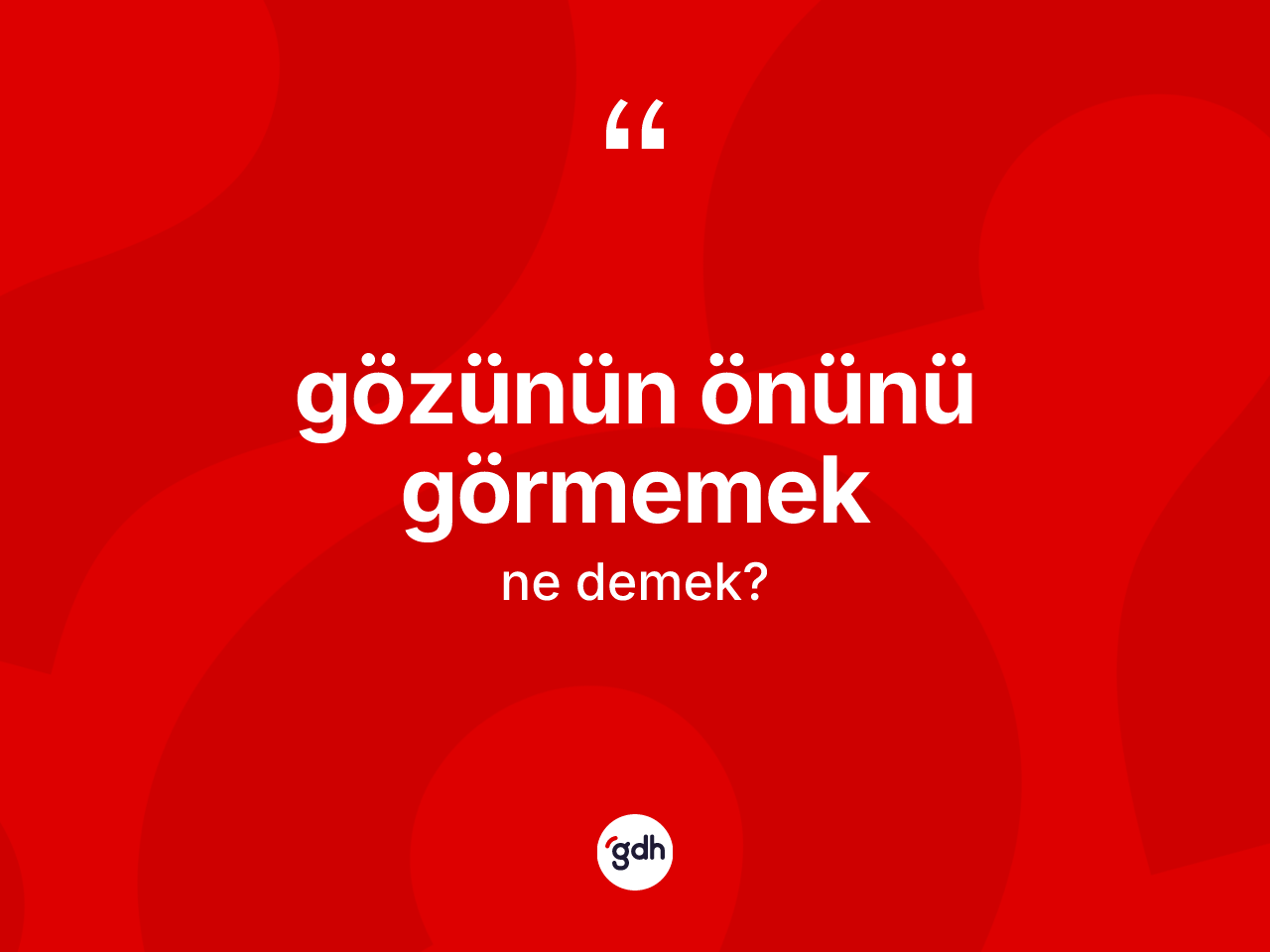 Gözünün önünü görmemek ne demek? Gözünün önünü görmemek ifadesinin TDK'ya göre açıklaması nedir?