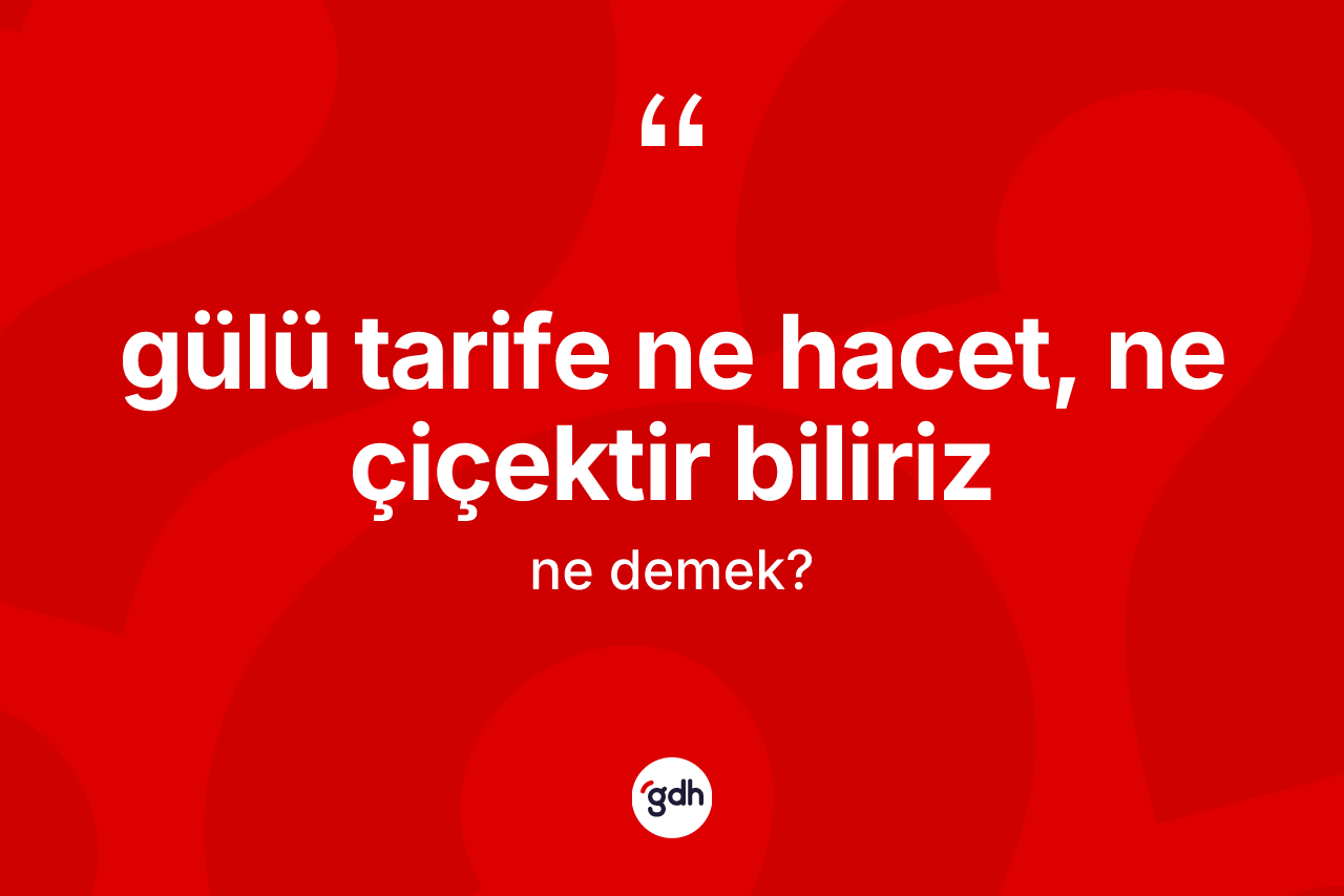 Gülü tarife ne hacet, ne çiçektir biliriz ifadesinin anlamı nedir? Gülü tarife ne hacet, ne çiçektir biliriz sözü nerede kullanılır?