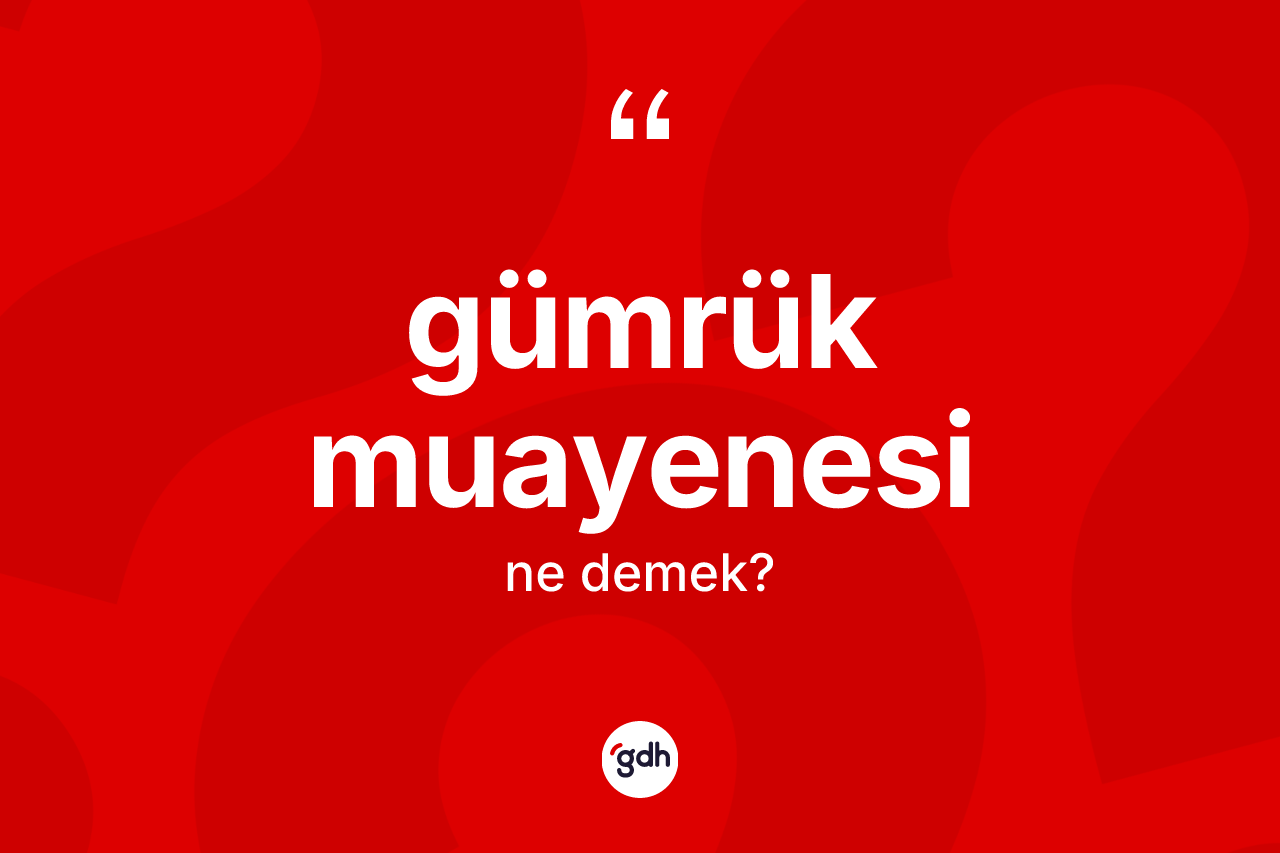 Gümrük muayenesi ne anlama gelir?