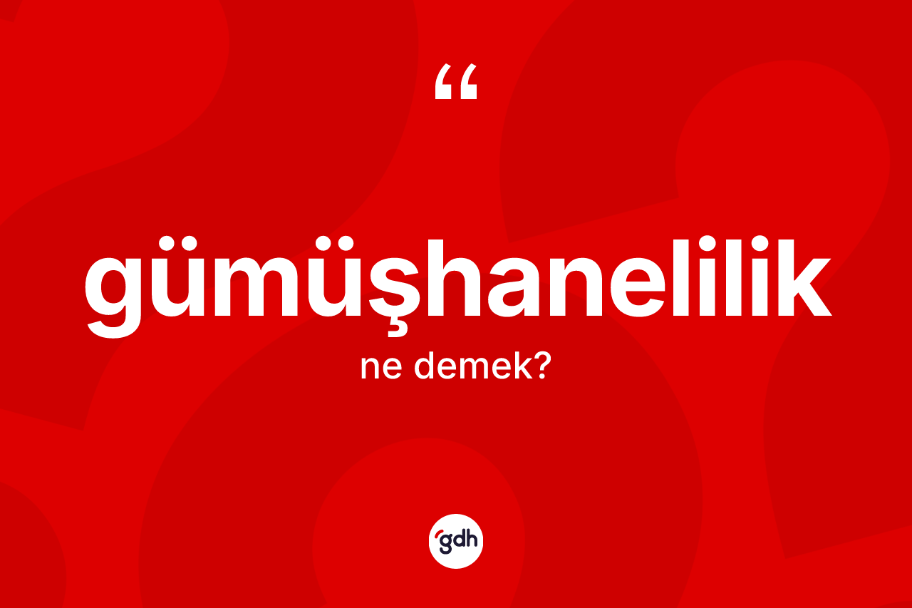 Gümüşhanelilik nedir? Gümüşhanelilik'in TDK'ya göre anlamı nedir?
