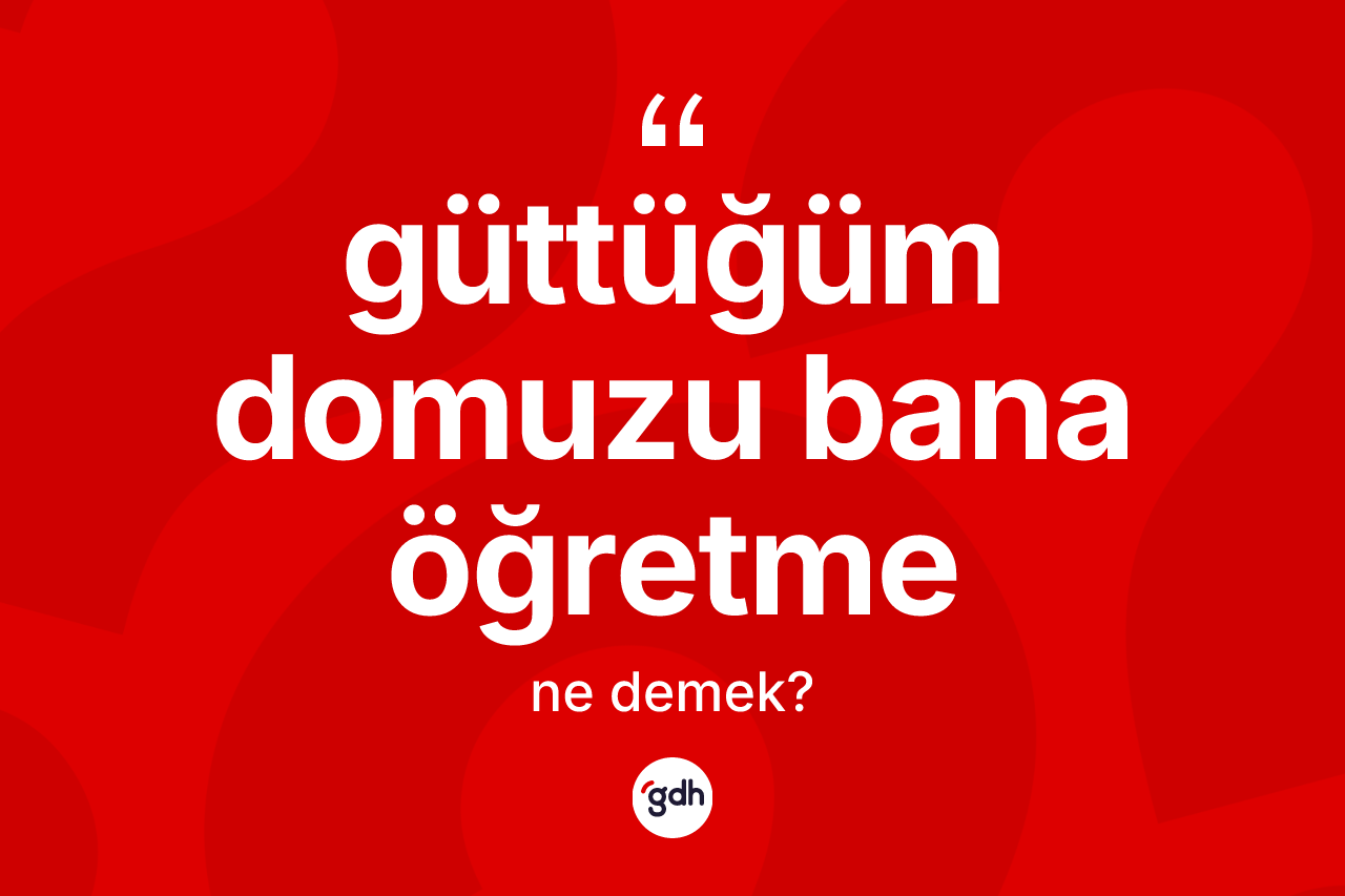 Güttüğüm domuzu bana öğretme ifadesinin tanımı nedir?
