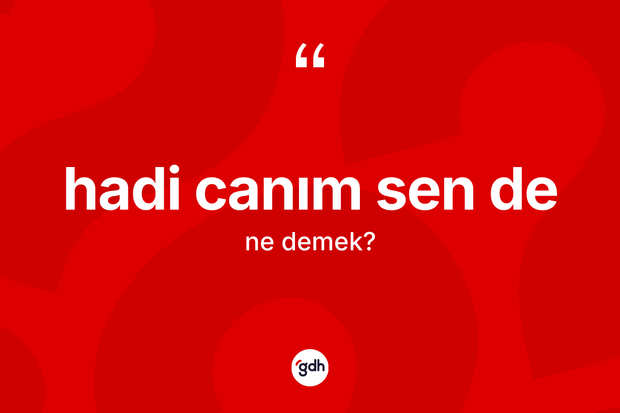 Hadi canım sen de ifadesinin sözlükteki anlamı nedir?