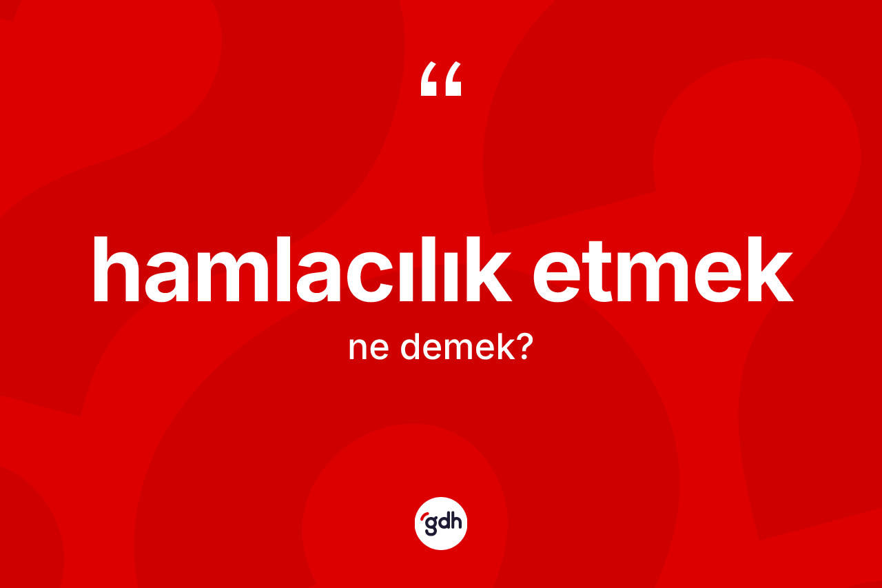 Hamlacılık etmek ne demek? Hamlacılık etmek ifadesinin TDK'ya göre anlamı nedir?