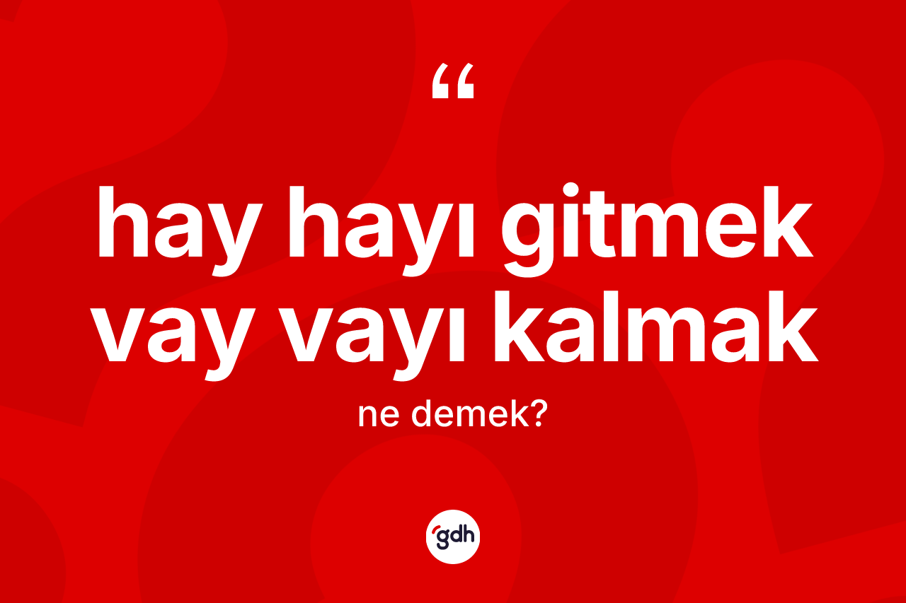 Hay hayı gitmek vay vayı kalmak ifadesinin anlamı nedir? Hay hayı gitmek vay vayı kalmak ifadesinin sözlük anlamı nedir?