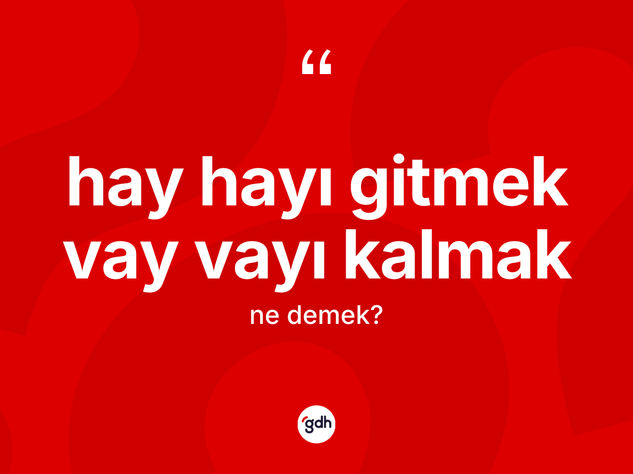 Hay hayı gitmek vay vayı kalmak ifadesinin anlamı nedir? Hay hayı gitmek vay vayı kalmak ifadesinin sözlük anlamı nedir?