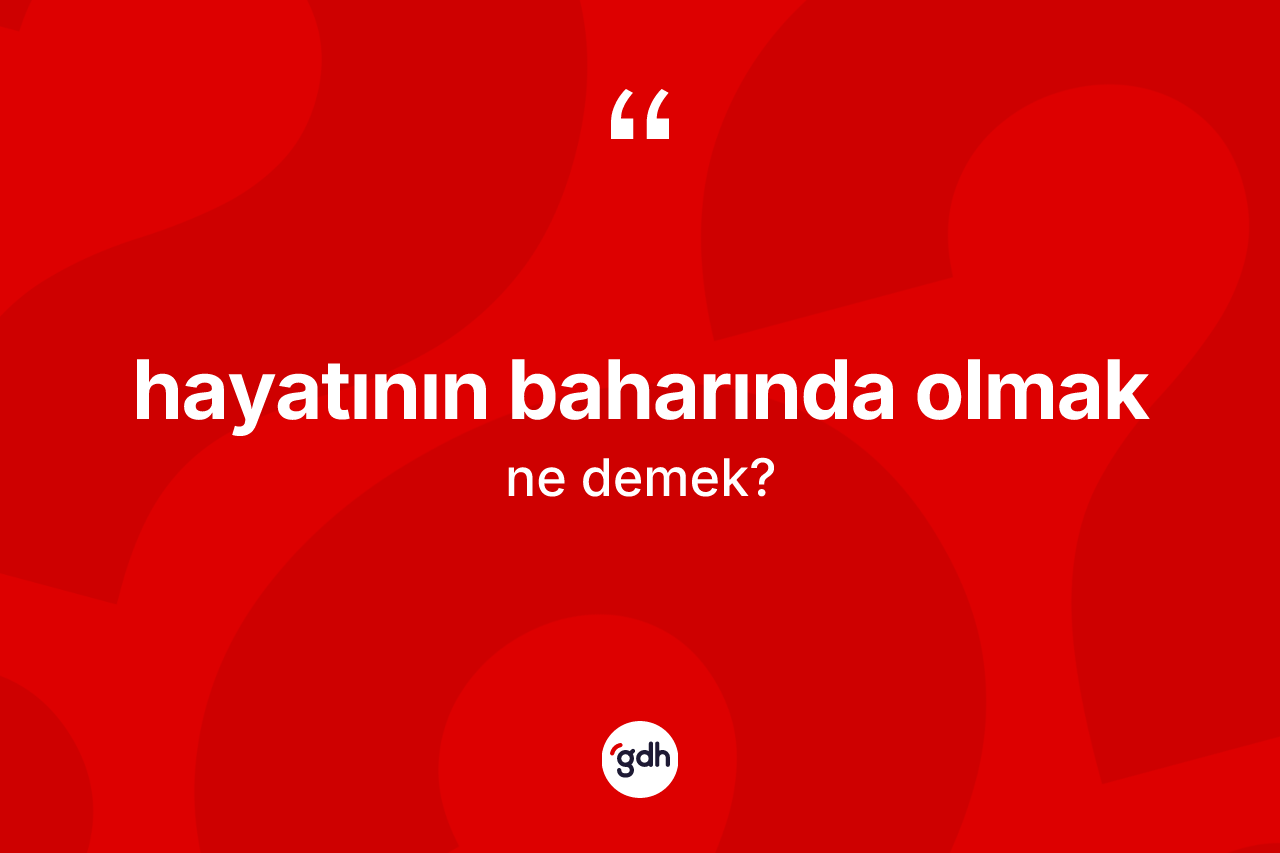 Hayatının baharında olmak ifadesinin tanımı nedir? Hayatının baharında olmak ifadesinin TDK anlamı nedir?