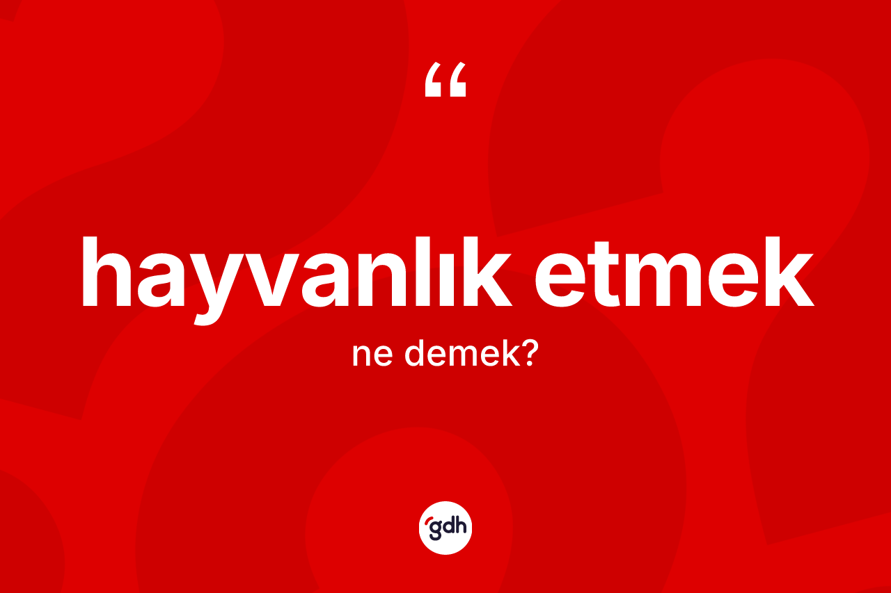 Hayvanlık etmek ifadesi ne anlama gelir?