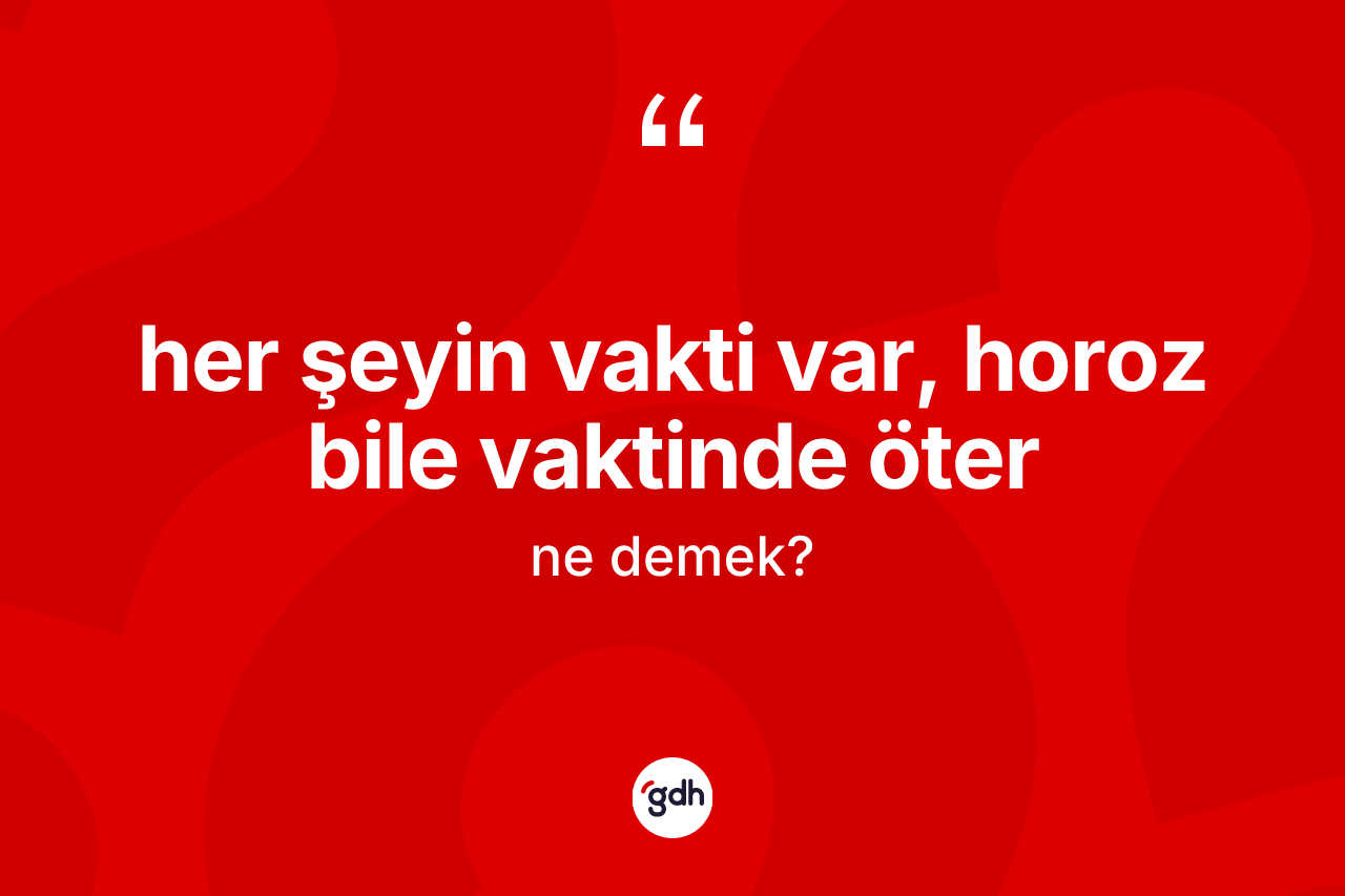 Her şeyin vakti var, horoz bile vaktinde öter sözü neyi anlatır? Her şeyin vakti var, horoz bile vaktinde öter ifadesinin özellikleri nelerdir?