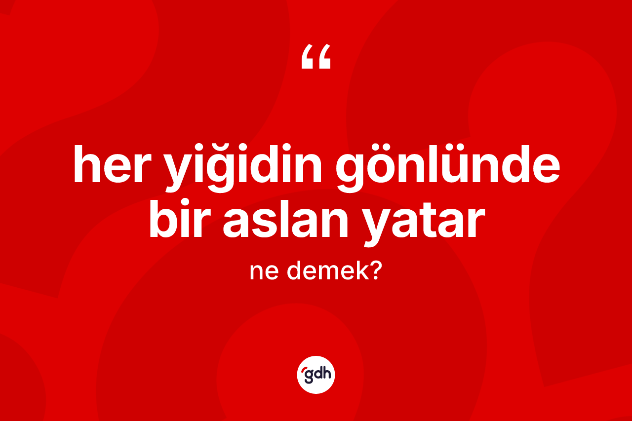 Her yiğidin gönlünde bir aslan yatar ifadesinin anlamı nedir? Her yiğidin gönlünde bir aslan yatar ifadesi nerede kullanılır?