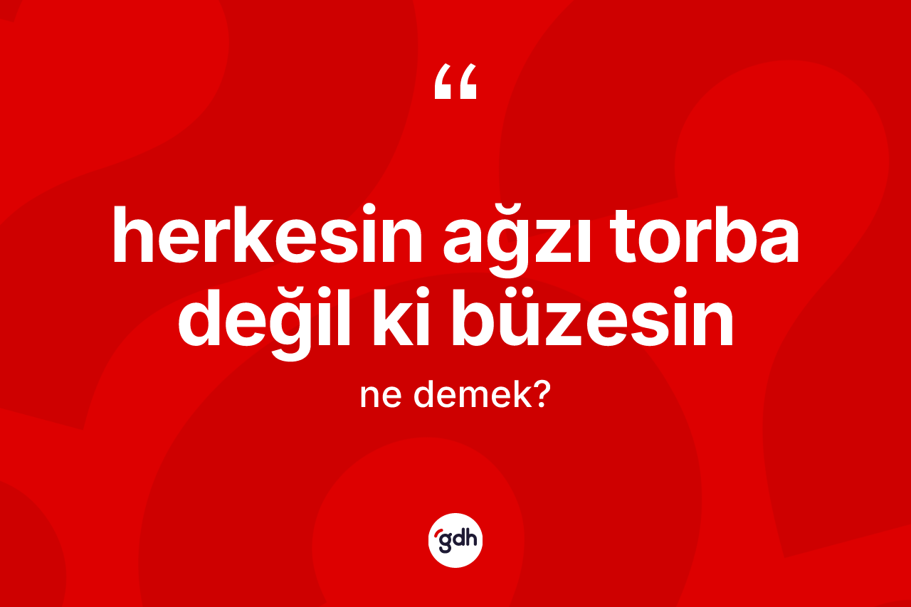 Herkesin ağzı torba değil ki büzesin ne demektir?