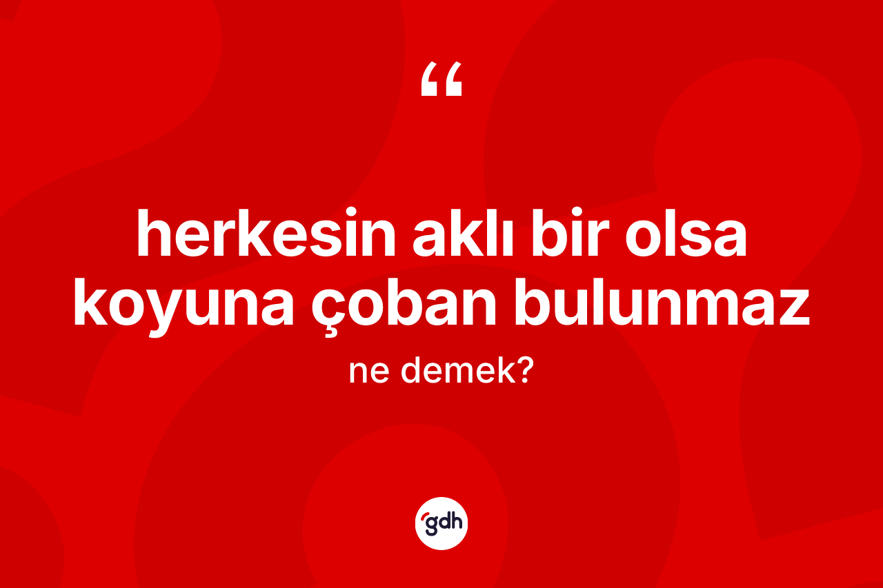 Herkesin aklı bir olsa koyuna çoban bulunmaz sözü ne demek? Herkesin aklı bir olsa koyuna çoban bulunmaz ifadesi hangi durumlarda kullanılır?
