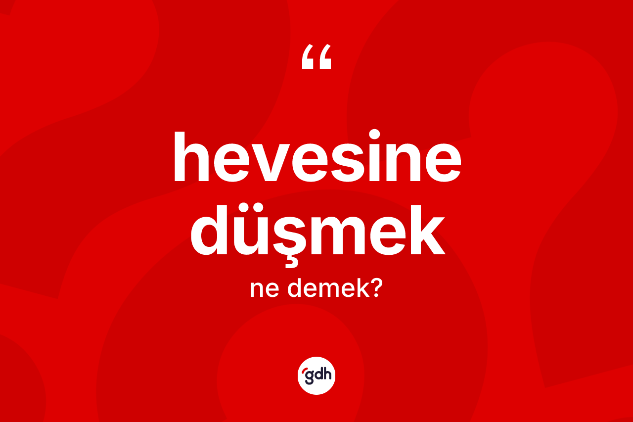 Hevesine düşmek ne demektir? Hevesine düşmek sözünün TDK açıklaması nedir?