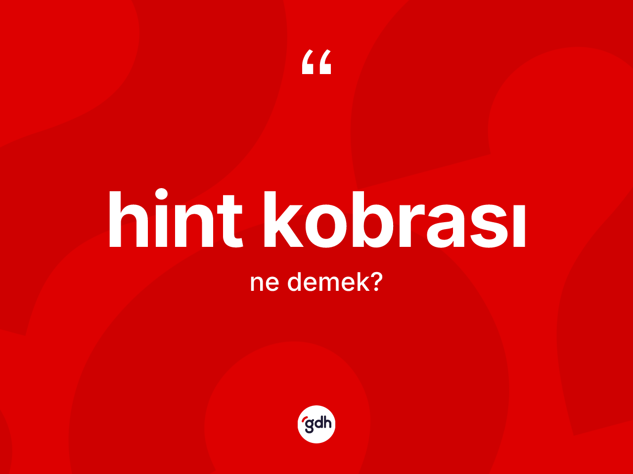 Hint kobrası nedir? Hint kobrasının TDK'ya göre anlamı nedir?