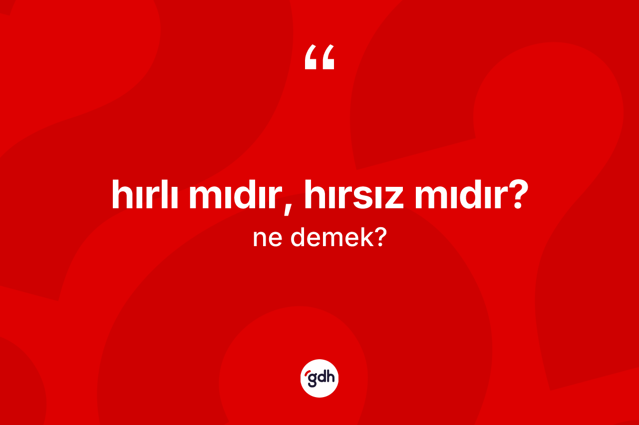 Hırlı mıdır, hırsız mıdır? ifadesi neyi anlatır? Hırlı mıdır, hırsız mıdır? ifadesinin TDK tanımı nedir?