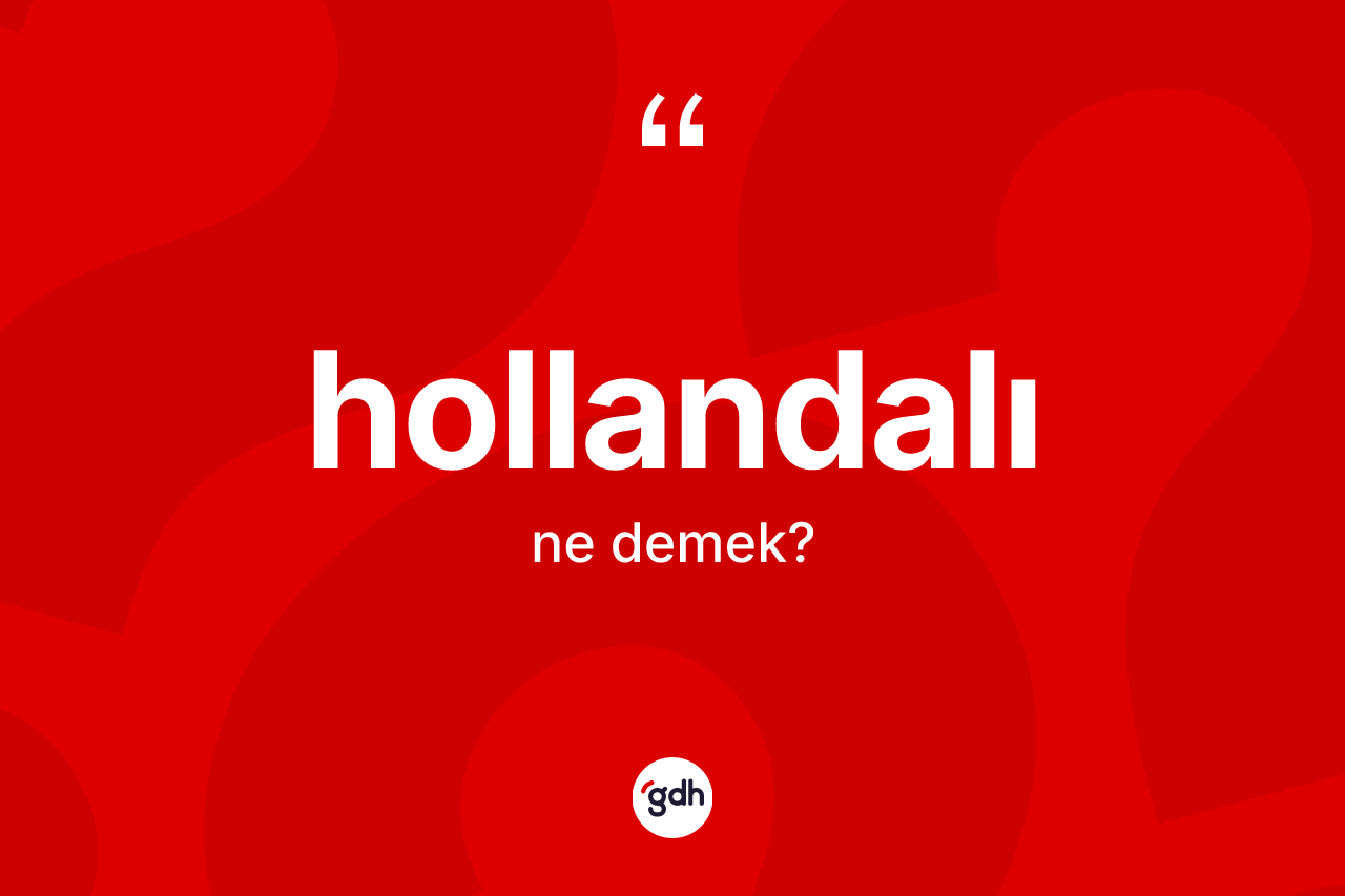 Hollandalı kelimesi ne anlama gelir? Hollandalı'nın TDK'ya göre anlamı nedir?