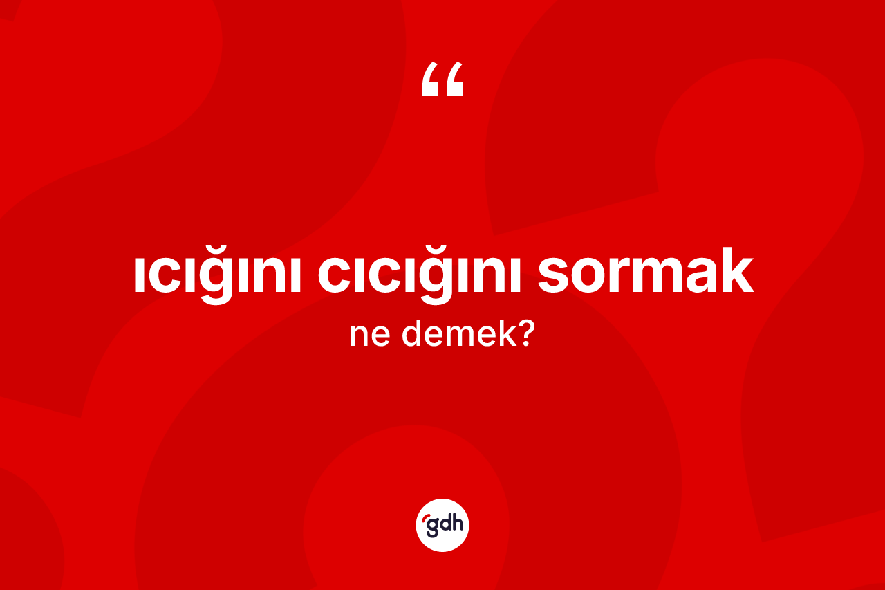 Icığını cıcığını sormak ne demektir?