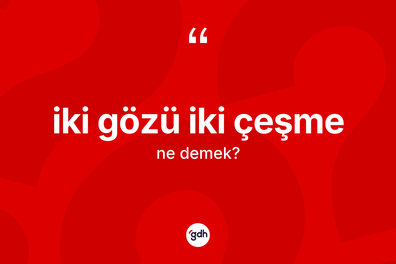 İki gözü iki çeşme ifadesi ne anlama gelir?