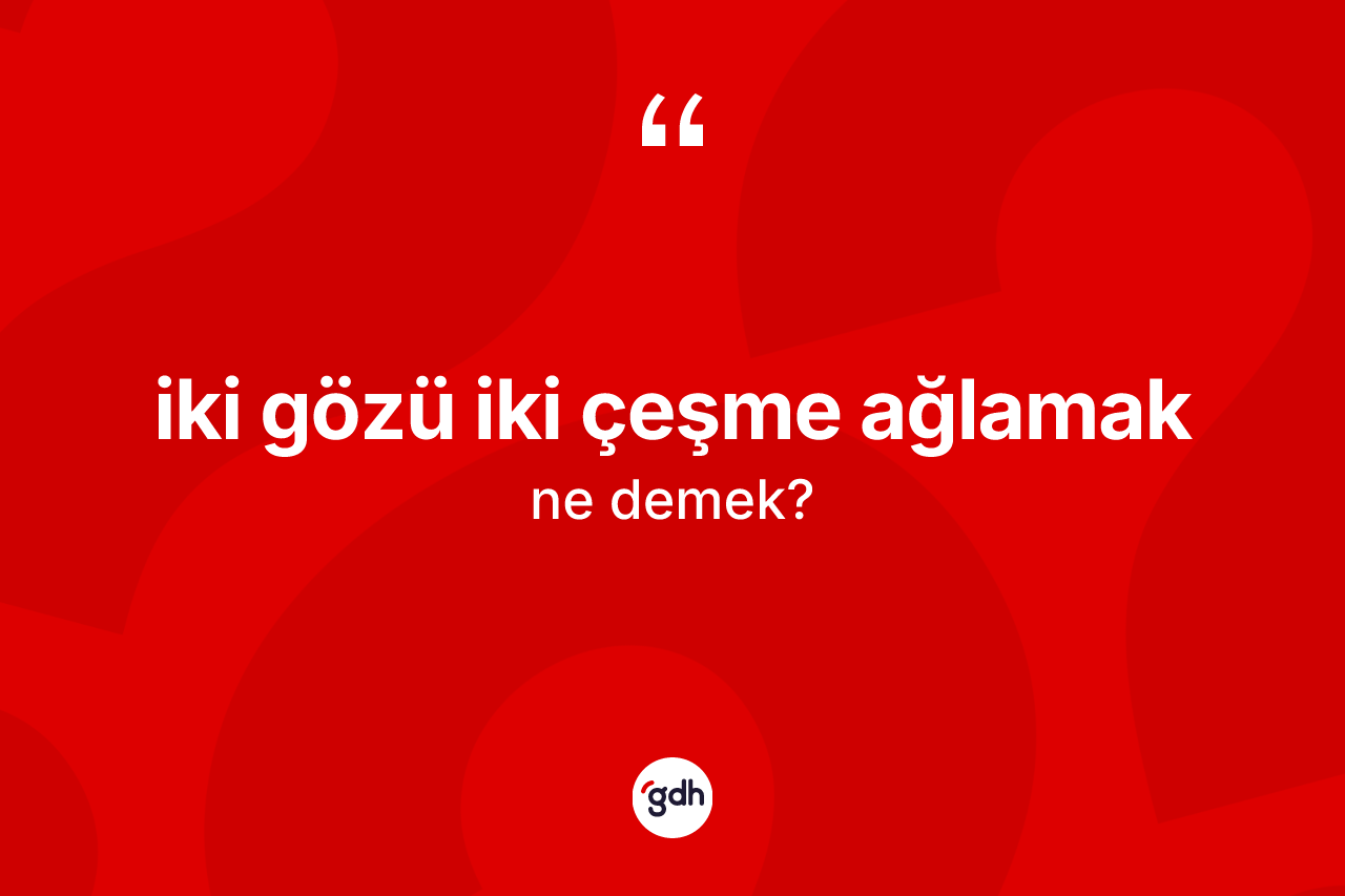 İki gözü iki çeşme ağlamak ne demektir? İki gözü iki çeşme ağlamak sözünün TDK tanımı nedir?