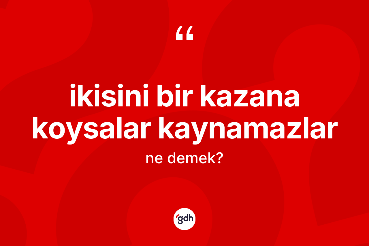 İkisini bir kazana koysalar kaynamazlar ifadesi ne anlama gelir?