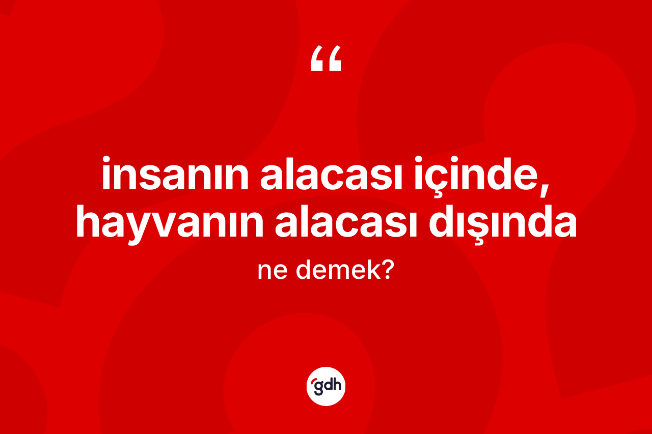 İnsanın alacası içinde, hayvanın alacası dışında ifadesinin sözlükteki anlamı nedir? İnsanın alacası içinde, hayvanın alacası dışında ifadesi hangi durumlarda kullanılır?