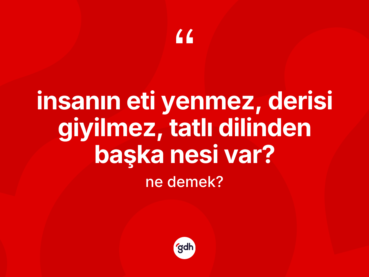 İnsanın eti yenmez, derisi giyilmez, tatlı dilinden başka nesi var? deyimi ne anlama gelir? İnsanın eti yenmez, derisi giyilmez, tatlı dilinden başka nesi var? ifadesi hangi durumlarda kullanılır
