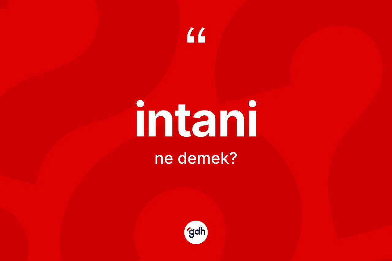 İntani kelimesi ne demek? İntaninin sözlükteki anlamı nedir?