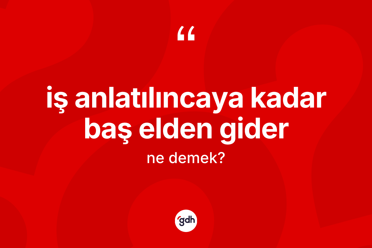 İş anlatılıncaya kadar baş elden gider ifadesinin anlamı nedir? İş anlatılıncaya kadar baş elden gider ifadesinin TDK'ya göre açıklaması nedir?
