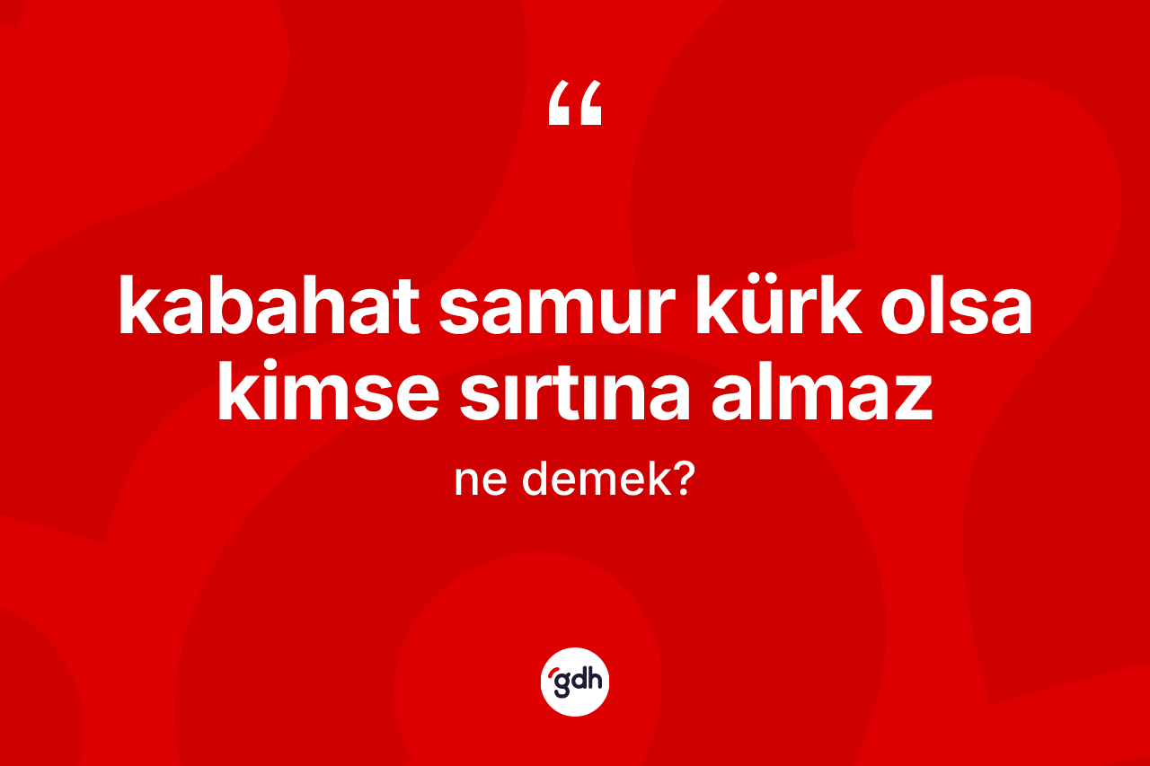 Kabahat samur kürk olsa kimse sırtına almaz sözü ne demek? Kabahat samur kürk olsa kimse sırtına almaz sözü nerede kullanılır?