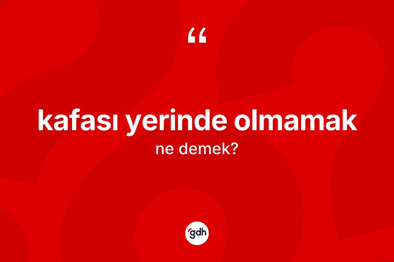 Kafası yerinde olmamak ne anlama gelir?