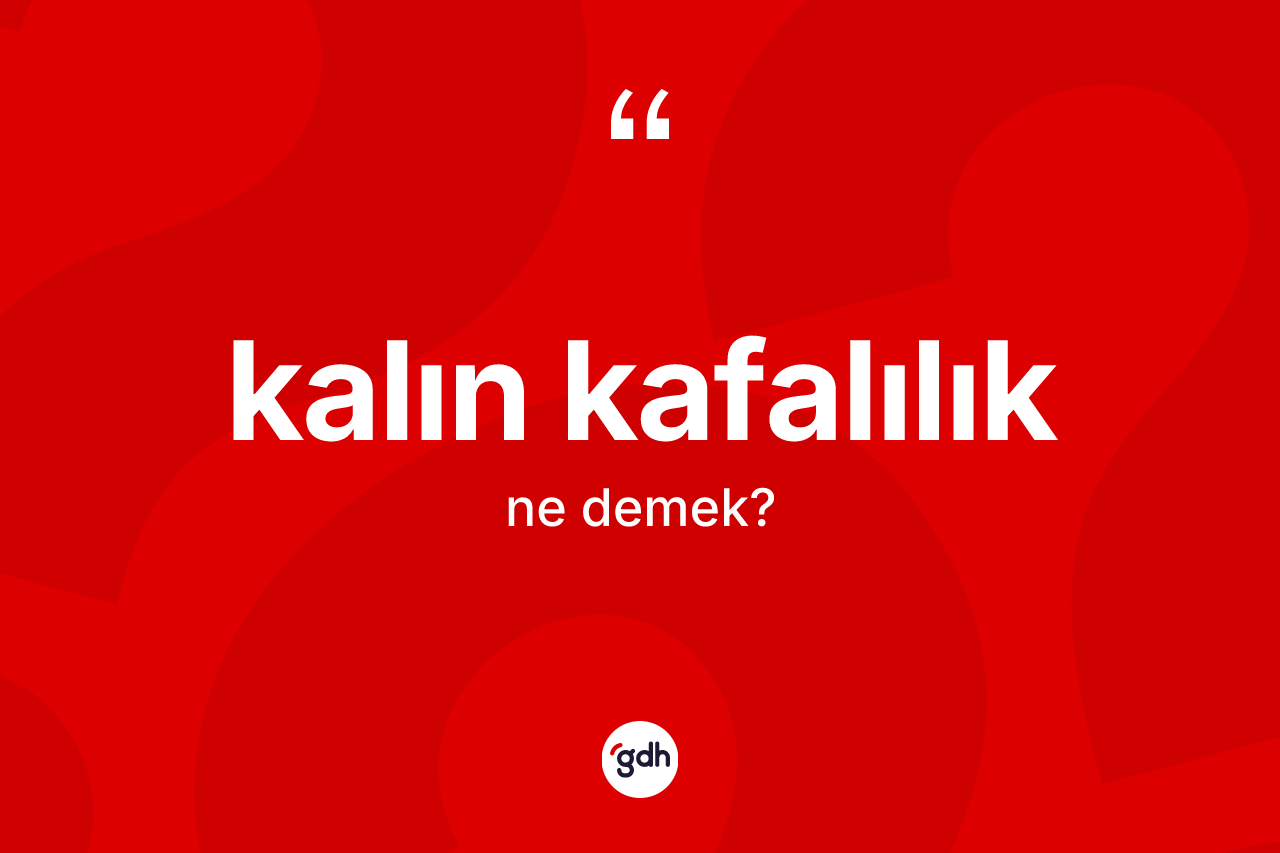 Kalın kafalılık kelimesi ne anlama gelir?