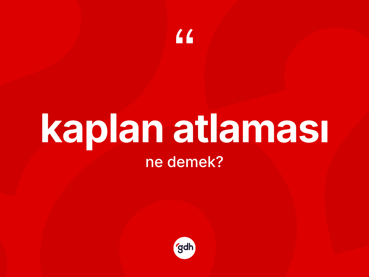Kaplan atlaması ne demek? Kaplan atlaması kelimesinin TDK anlamı nedir?