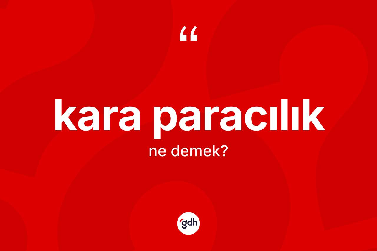 Kara paracılık kelimesinin sözlükteki tanımı nedir? Kara paracılık kelimesinin kaç farklı anlamı var?