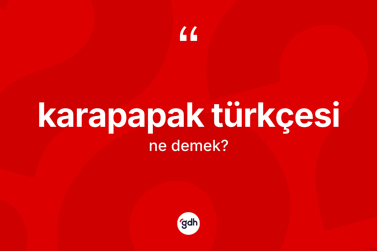 Karapapak Türkçesi  kelimesinin anlamı nedir? Karapapak Türkçesi 'in TDK'ya göre anlamı nedir?