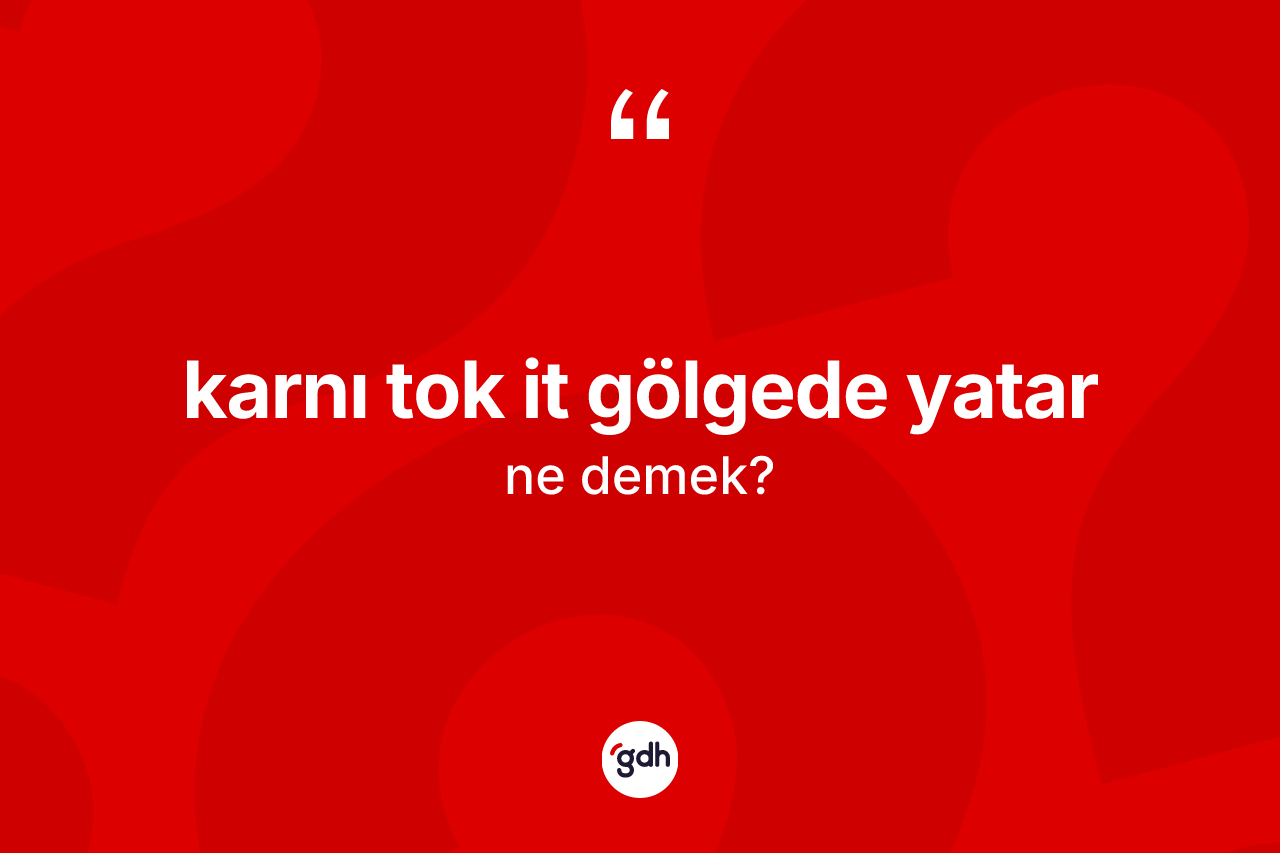 Karnı tok it gölgede yatar ifadesinin tanımı nedir?