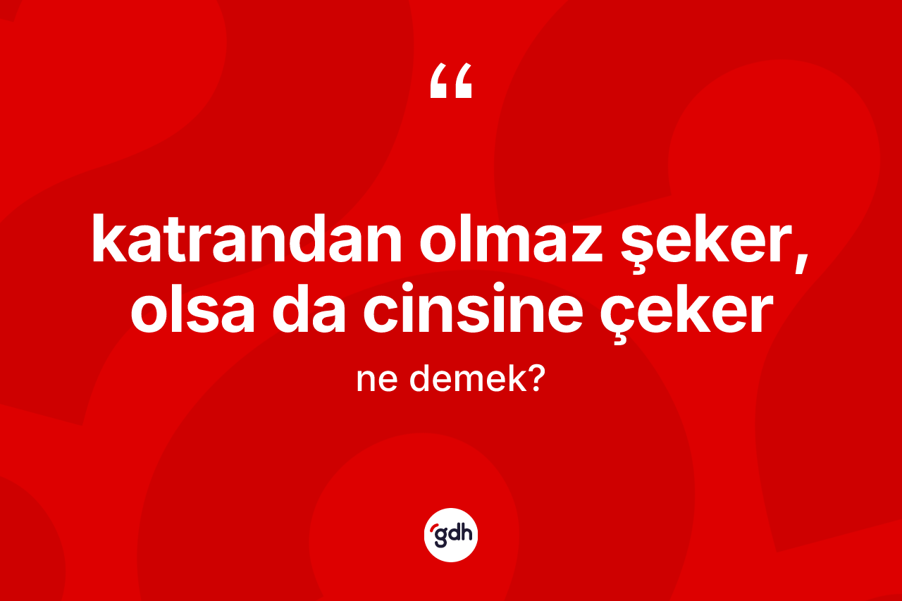 Katrandan olmaz şeker, olsa da cinsine çeker ifadesinin tanımı nedir?
