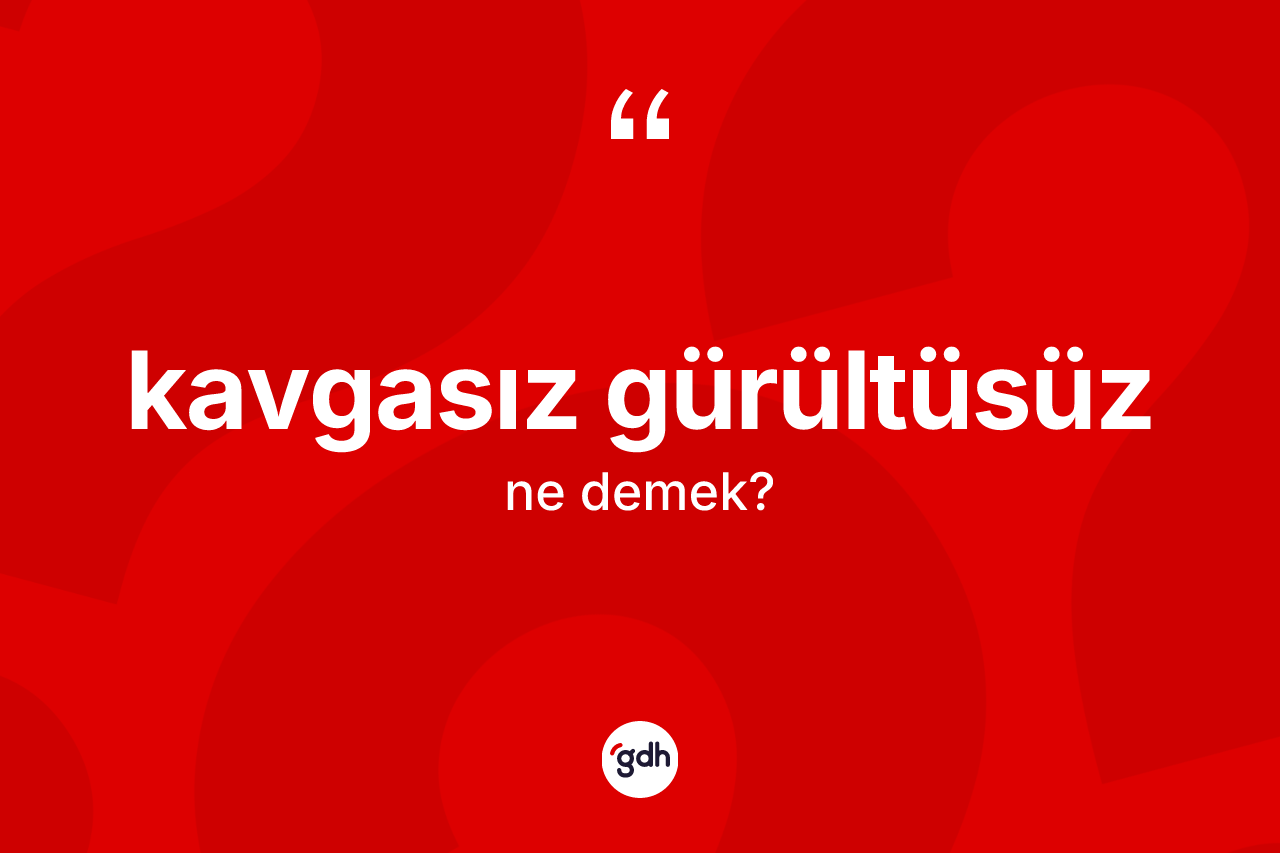 Kavgasız gürültüsüz  kelimesinin anlamı nedir? Kavgasız gürültüsüz ün kısaca tanımı nedir?