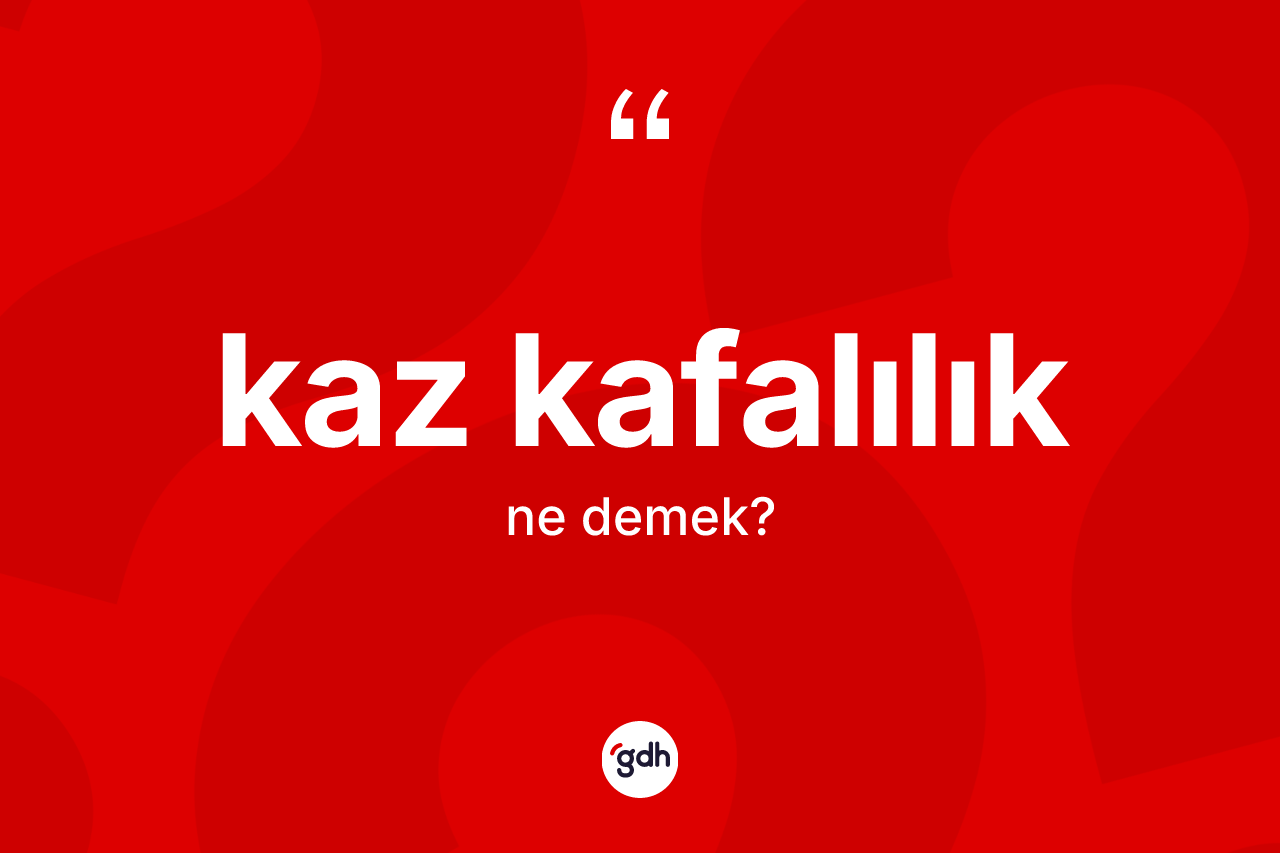 Kaz kafalılık kelimesi ne anlama gelir? Kaz kafalılık kelimesinin TDK anlamı nedir?