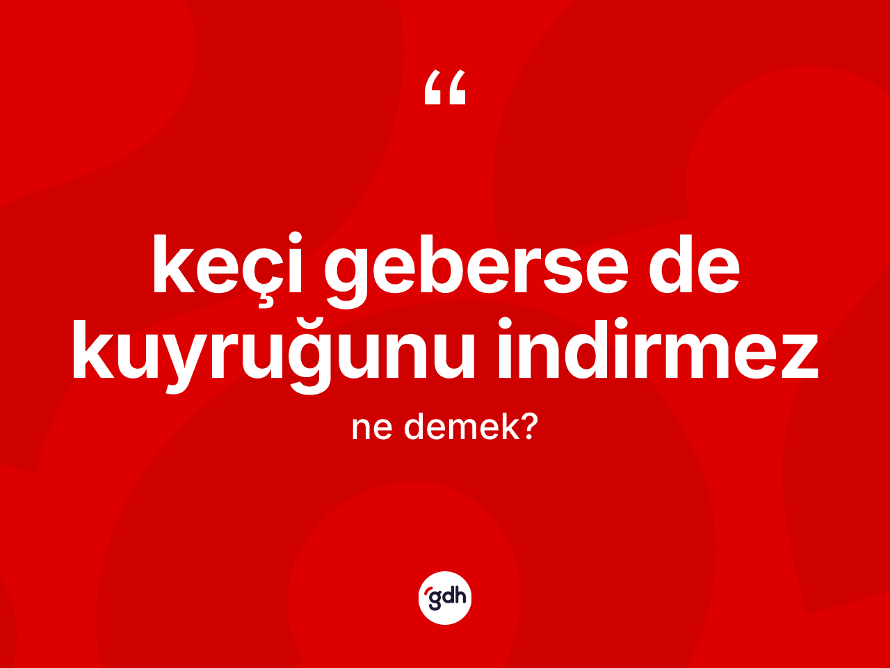 Keçi geberse de kuyruğunu indirmez sözü ne anlama gelir? Keçi geberse de kuyruğunu indirmez sözü nerede kullanılır?