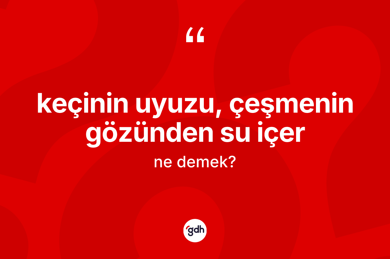Keçinin uyuzu, çeşmenin gözünden su içer ifadesinin anlamı nedir? Keçinin uyuzu, çeşmenin gözünden su içer ifadesi nerede kullanılır?