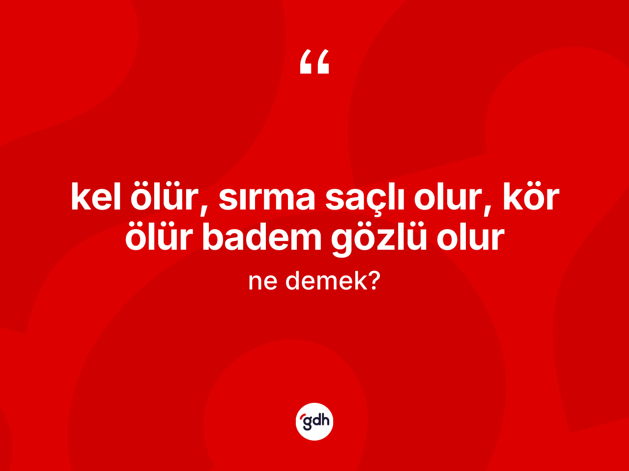 Kel ölür, sırma saçlı olur, kör ölür badem gözlü olur sözü nedir? Kel ölür, sırma saçlı olur, kör ölür badem gözlü olur ifadesi nerede kullanılır?