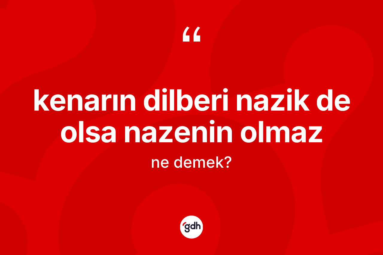 Kenarın dilberi nazik de olsa nazenin olmaz nedir?