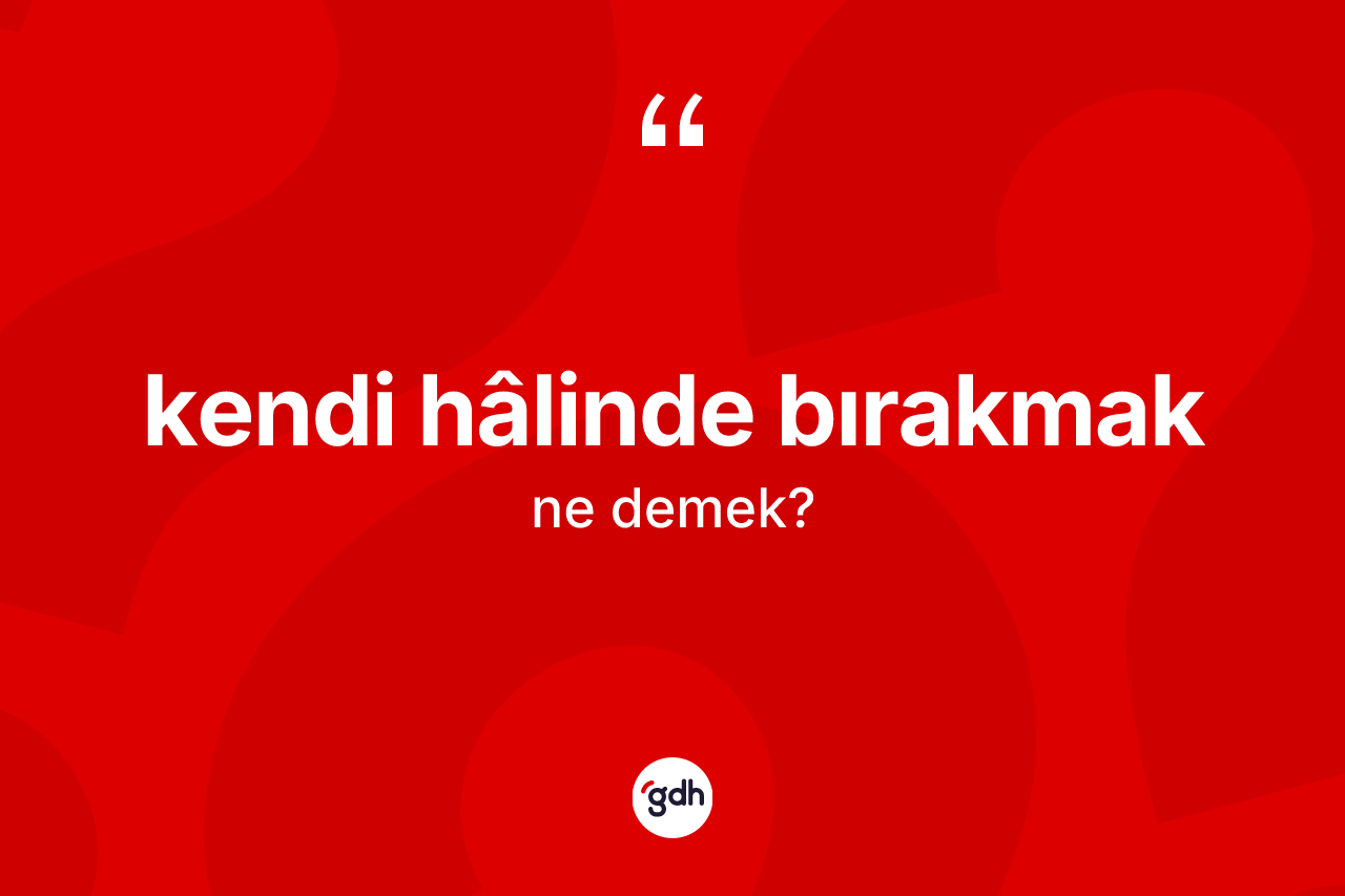 Kendi hâlinde bırakmak ifadesinin sözlükteki anlamı nedir? Kendi hâlinde bırakmak ifadesi hangi durumlarda kullanılır