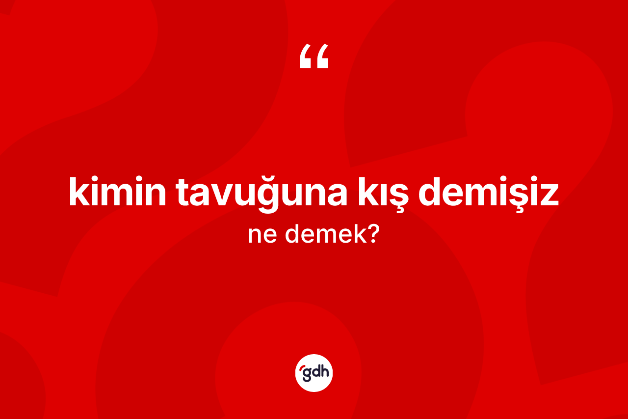 Kimin tavuğuna kış demişiz ifadesi ne demek?