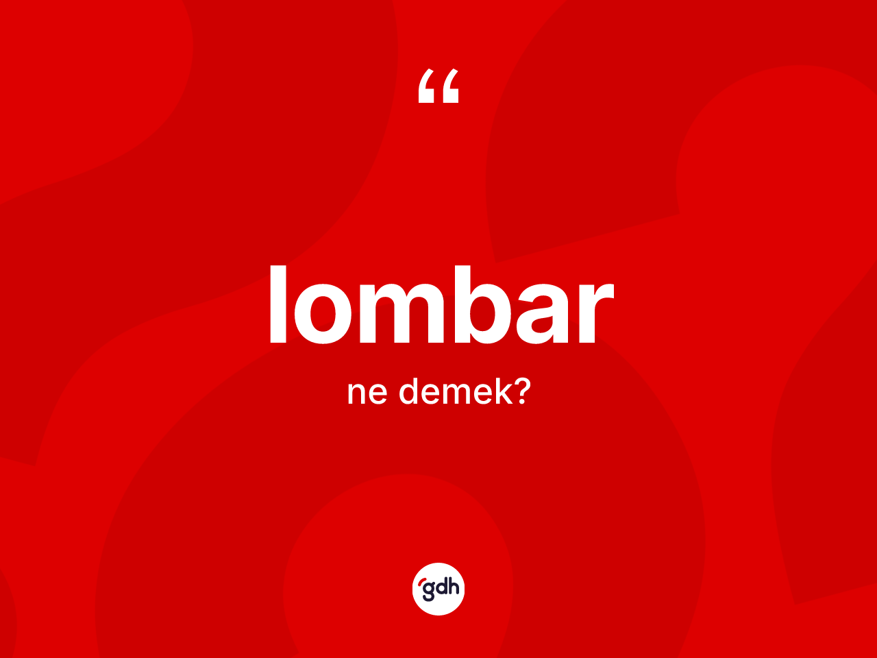 Lombar ne anlama gelir? Lombar kelimesinin TDK anlamı nedir?
