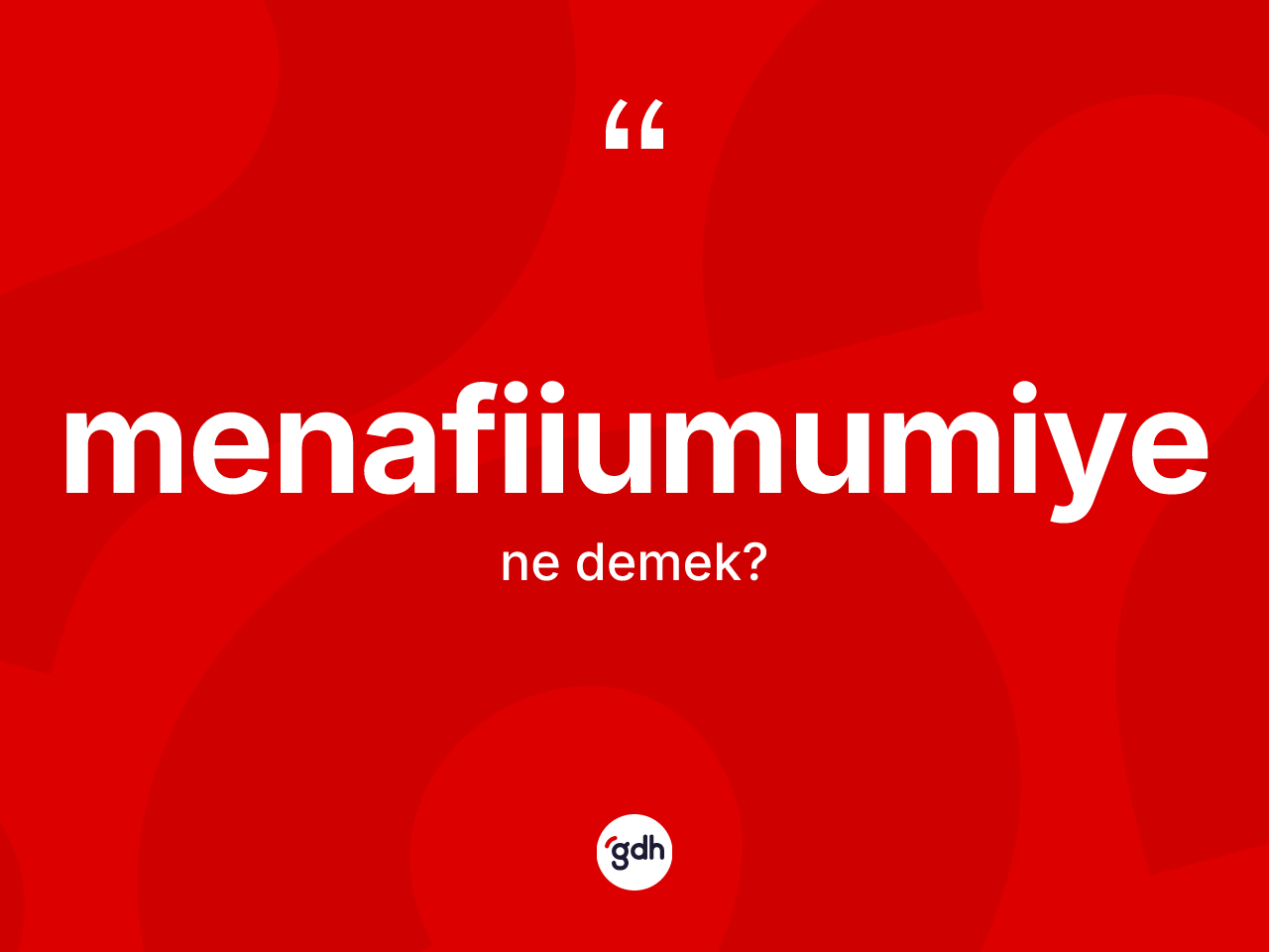 Menafiiumumiye kelimesinin sözlükteki tanımı nedir? Menafiiumumiyenin kısaca tanımı nedir?