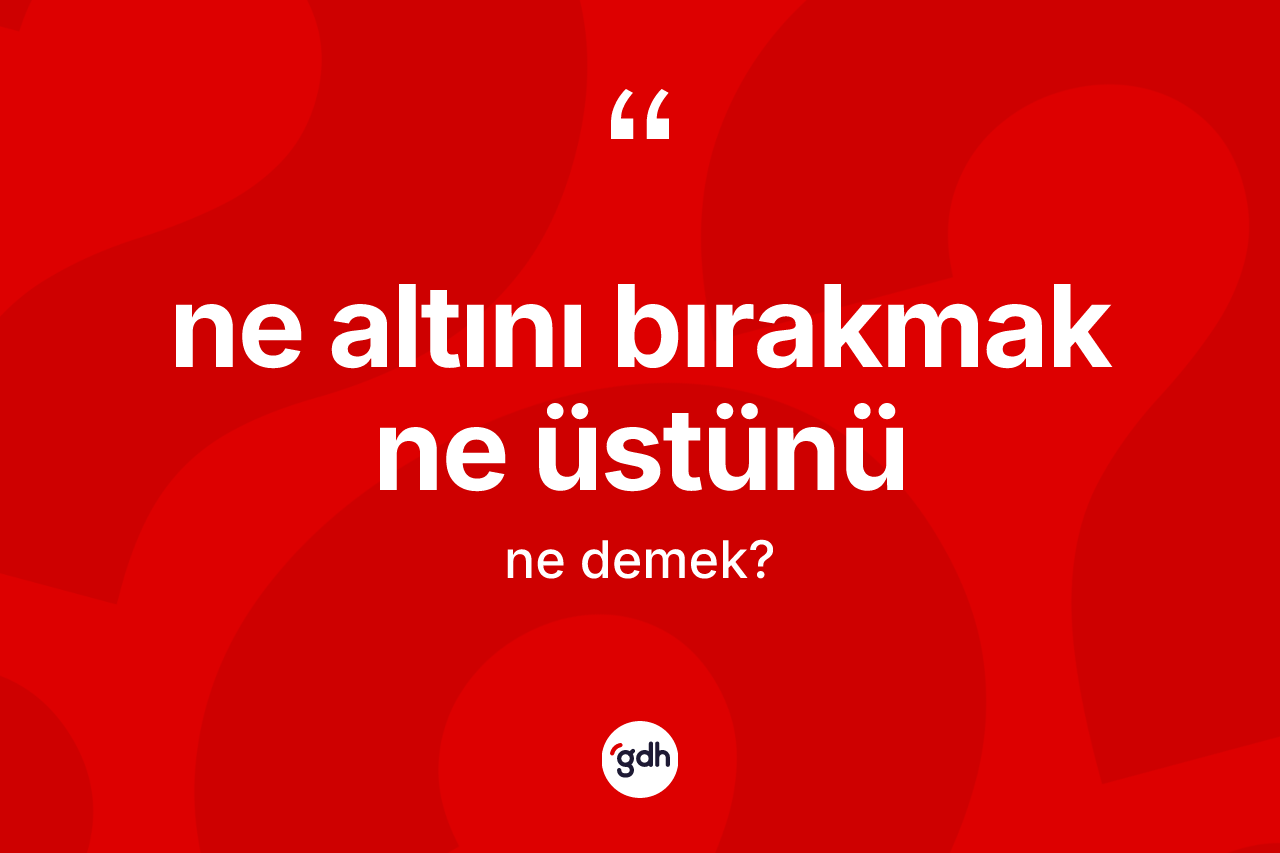 Ne altını bırakmak ne üstünü ifadesinin anlamı nedir?