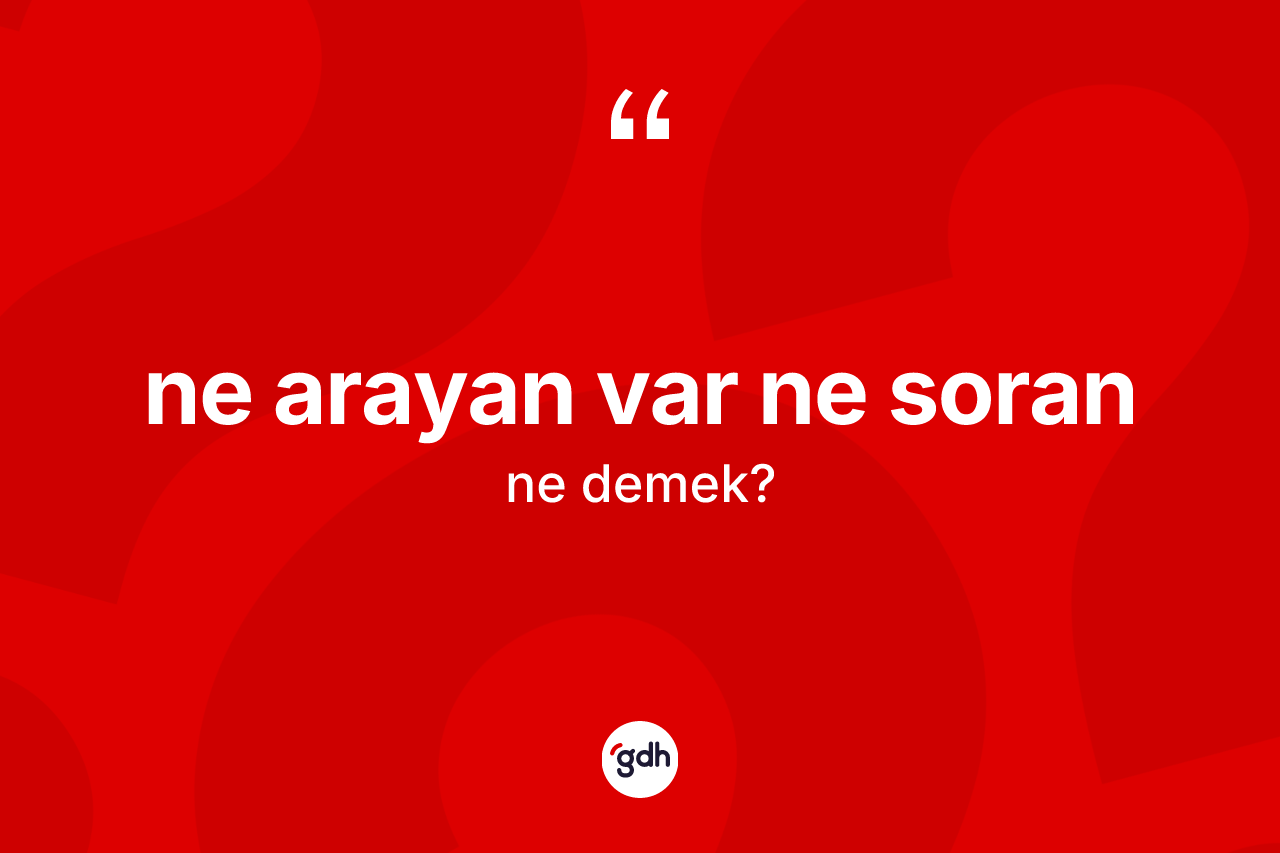 Ne arayan var ne soran ifadesinin sözlükteki anlamı nedir?